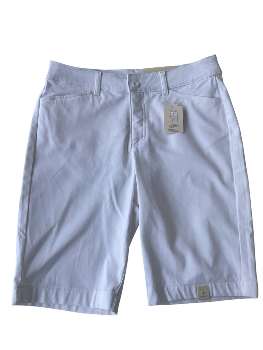 St. John's Bay White Bermuda Shorts Secretly Slender Pockets Woman's Size 8 NWT